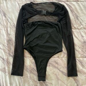 Black Sheer Long Sleeve Bodysuit